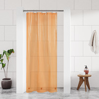 Barossa Design Clear Orange Stall Shower Curtain Liner 36"" W X 72"" H - Waterproof Lightweight Peva Plastic Narrow Shower Liner For Small Bathroom 3 Bottom Magnets & Metal Grommets - Clear Orange