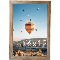 Jcjmy 6X12 Picture Frame Rustic Brown For Wall Hanging Or Tabletop  Wall Mounting Horizontally Or Vertically  6 X 12 Wall Gallery Poster Photo Frame With Shatter Resistant Plexiglass  Rustic Brown