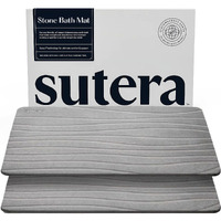 Sutera - Stone Bath Mat  Diatomaceous Earth Shower Mat  Non-Slip Super Absorbent Quick Drying Bathroom Floor Mat  Natural  Easy To Clean (23.5 X 15 Gray  2 Pack)
