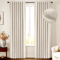 Inovaday 100% Blackout Cream Curtains 84 Inch Length 2 Panels Set  Linen Blackout Curtains 84 Inches Long  Back Tab Black Out Room Darkening Curtains For Bedroom  Living Room- Cream  W50 X L84