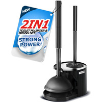 Forasto 2 In 1 Toilet Plunger And Brush Set Extended Handle Plunger Toilet Bowl Brush Plunger Set Bathroom Cleaning Tools  Toilet Brush Plunger Combo Cleaning Brush Bathroom Cleaning Supplies