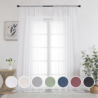 Owenie Sheer Curtain  120 Inches Long  White  Rod Pocket  Polyester  2 Panels  For Living Room And Bedroom