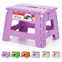 Acstep 9 Inch Folding Step Stool 300 Lb Capacity Plastic Foldable Step Stools For Kids And Adults  Folding Stool Suitable For Kitchen  Stepping Stool With Handle Light Purple Small Step Stool 1Pc