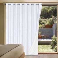H.Versailtex White Linen Blackout Curtains Durable Thick Textured Linen Look 100% Blackout Patio Door Curtain Anti Rust Grommet Extra Wide Sliding Door Curtain Panel  W100 X L96 Inch- Bright White
