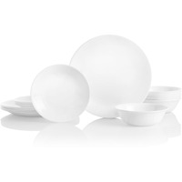 Corelle Vitrelle 18-Piece Service For 6 Dinnerware Set  Triple Layer Glass And Chip Resistant  Lightweight Round Plates And Bowls Set  Winter Frost White