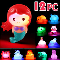 Laxdacee No Hole Bath Toy  12 Pack Light Up Animal  Flashing Color Tub Toys For Toddler Swimming Pool Party Bathtub Bathroom Shower Game  Bathtub Floating Water Toy For Infant Kid Toddler Boy Girl