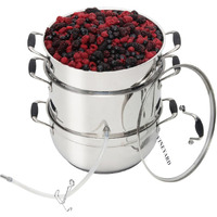 Vineyard Deluxe Stainless Steel Steam Juicer & Roaster Set - Induction Friendly  Tempered Glass Lid  Cool-Touch Handles  8 Quart Capacity