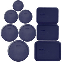 Pyrex Bundle - 9 Items: (1) 7402-Pc Blue Lid  (2) 7201-Pc Blue Lid  (2) 7200-Pc Blue Lid  (1) 7202-Pc Blue Lid  (2) 7210-Pc Blue Lid  (1) 7211-Pc Blue Lid Made In The Usa