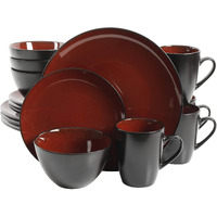 Gibson Elite Soho Lounge Round Reactive Glaze Stoneware Dinnerware Set  Service For Four (16Pcs)  Red