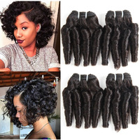 Molefi Brazilian Funmi Hair Loose Wave 4 Bundles Spiral Curl Hair Bundles Short Curly Weave 9A Unprocessed Brazilian Human Hair Extensions 50G/Pc Full Head Natural Color (8 8 8 8 Inch)