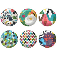 French Bull Melamine Assorted Plates-6 Piece Set -Melamine Dinnerware-Platter  Serving  Party  Platter  Dish (6"" Appetizer Plate  Assorted)