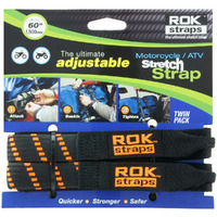 Rok Straps Rok-10031 Black/Orange 18"" - 60"" Motorcycle/Atv Adjustable Stretch Strap