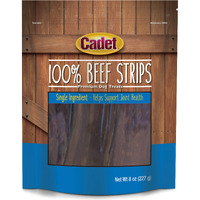 Cadet 100% Beef Strips Dog Treats - Long-Lasting  Healthy & Natural Beef Esophagus Treats For Small & Large Dogs - Low Calorie & High Protein Dog Chews (8 Oz.)