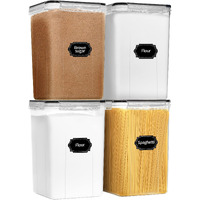 Praki Extra Large Tall Airtight Food Storage Containers 6.5L / 220Oz  Bpa Free  4Pcs Pantry Kitchen Organizers And Storage For Flour  Sugar  Plastic Flour Container With 20 Labels & Maker