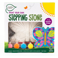Creative Roots Mosaic Butterfly Stepping Stone Kit  Includes 7-Inch Ceramic Stepping Stone & 6 Vibrant Paints  Paint Your Own Stepping Stone  Diy Stepping Stone For Kids Ages 8+ White