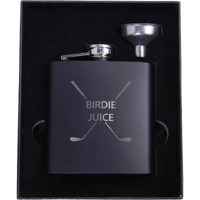 Golf Birdie Juice Flask  Funnel And Gift Box - Great Chirstmas  Birthday  Valentines Gift For Golfers (Black)