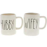 Rae Dunn By Magenta Hubby And Wifey Large Letters Coffee Mug Set
