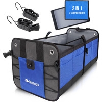 Starling's Car Trunk Organizer For Suv  Auto  Truck And Crossover | Box Trunk Organizer For Car Small With 2 Compartments And Straps | Car Trunk Storage Organizer With Non Slip Waterproof Bottom