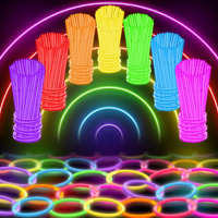 100 Ultra Bright Glow Sticks Bracelets And Necklaces - Premium Glow In The Dark Party Supplies And Decorations - Bulk 8"" Glowsticks Party Favors Pack