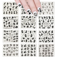 Allydrew 12 Sheets Black Cats Nail Stickers Set Nail Art Stickers