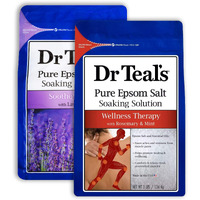 Dr Teal's Epsom Salt Bath Combo Pack (6 Lbs Total)  Soothe & Sleep With Lavender  And Wellness Therapy With Rosemary And Mint