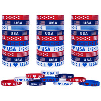 American Flag Silicone Bracelet 40Pcs  Presidential Inauguration Patriotic Party Fourth 4Th Of July Party Accessories Wristband Usa Veterans Day Red White And Blue Decoration Memorial Day Favors