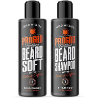 Wild Willies Moisturizing Beard Shampoo & Conditioner Kit  Progro - Fortified With Biotin & Caffeine For Facial Hair Growth  Hydration  & Softener  4Oz