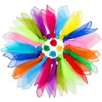 Colovis 36 Pcs Square Dance Scarves  Juggling Scarf Props Magic Trick Silk Scarves Music Movement Scarf 12 Colors 24 By 24 Inches