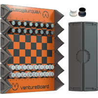 Ventureboard 6 Inches Magnetic Unique Chess Set Board Game - 2 Extra Queens - Folding Board  Portable Travel Chess Board Game Pieces - Orange/Grey