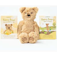 Slumberkins 14"" Honey Bear Kin & 2 Board Books Complete Set Bundle | Promotes Gratitude  Respect & Sharing | Social Emotional Tools For Ages 0+ (Honey Bear Kin Plush + 2 Board Books)