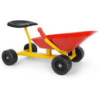 Costzon Kids Ride-On Sand Dumper  Children Outdoor Sandbox Toy W/Ergonomic Handle & 4 Wheels  Heavy Duty Steel Digging Metal Garden Play Tool For Boys Girls  Kids Wheelbarrow (Red)