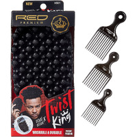 Red By Kiss Bow Wow X Twist King -Premium Luxury Twist Styler Brush With 3Pcs Plastic Styling Piks  Durable Washable Afro Curl Sponge Racket For Barbers And Daily Use  Ideal For Curly  Coiled  4C Hair