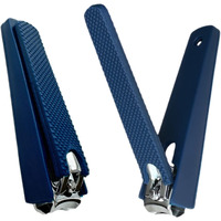 2 Comfort Hold Navy Large Nail Clippers Non-Slip Sure Grip Clipping Removable Catcher Toenails Fingernails Cutter Sharp Trimmer Stainless Steel Men Women Arthritis Unsteady Hands