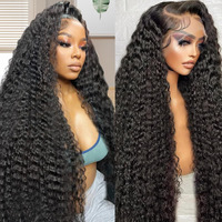 28 Inch 13X6 Deep Wave Lace Front Wigs Human Hair Deep Wave Frontal Wig 13X6 Hd Lace Front Wigs Human Hair Pre Plucked With Baby Hair 180 Density Glueless Virgin Human Hair Wig For Women Natural Color