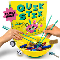 Quik Stix - Exciting Family Games For Kids And Adults - Fast-Paced Family Card Games With Chopsticks - Fun Family Game Night Idea - Includes Family Board Games Tween Games  And Minute To Win It Games