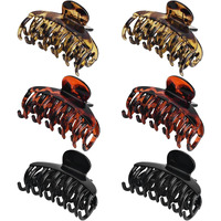 Deeka 6 Pcs 2.5 Inch Double Row Teeth Hair Claw Clips Small Tortoise Shell Plastic Hair Jaw Clips Hair Barrettes Thick Medium Thin Hair Clips For Women