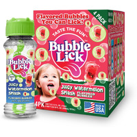 Bubblelick Juicy Watermelon Splash (2.5 Fl Oz  4-Pack)  Edible Bubbles For Kids And Dogs - Natural Flavor  Great For Toys & Refillable Bubble Solution