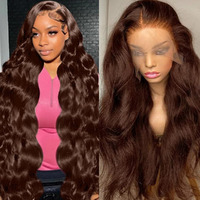 13X6 Chocolate Brown Lace Front Wig Human Hair Hd Transparent Body Wave Lace Front Wigs Human Hair Pre Plucked Glueless Frontal Brown Wig Human Hair 180 Density #4. (13X6 Chocolate Brown Wig  28Inch)