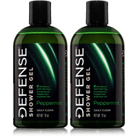 Defense Soap Organic Peppermint Body Wash | All Natural Mint Shower Gel With Tea Tree Oil  Eucalyptus Oil. Wrestling Inspired  For All Mens & Womens Skin Types. 12 Oz (Pack Of 2)