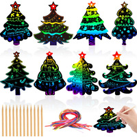 Julmelon 36 Pcs Christmas Scratch Art  Christmas Crafts For Kids Magic Rainbow Scratch Paper Cards Christmas Tree Hanging Ornaments Decorations Diy Winter Holiday Party Favors