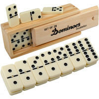 Dominoes Set For Adults  Dominoes Set Double Six  Double 6 Professional Domino Tiles With Spinner In Wooden Box 28 Pcs Domino Set 28 Tiles With Natural Wooden Case