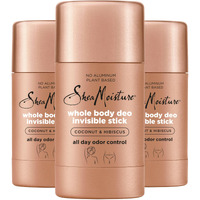 Sheamoisture Invisible Deo Stick Coconut & Hibiscus 3Count Whole Body Plant Based  No Aluminum 2.6 Oz