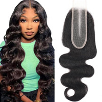 2X6 Human Hair Hd Transparent Lace Closure Body Wave Skinlike 16Inch 100% Virgin 2X6 Human Hair Middle Part Kim K Closure Brazilian 2X6 Body Wave Hd Closure Natural Black Glueless Pre Plucked Bleached