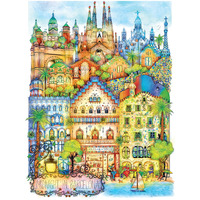 1000 Piece Puzzle For Adults Cities: Barcelona Madalina Tantareanu Colorful City 27X20 Jigsaw Puzzle