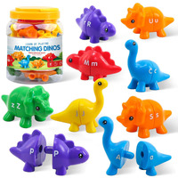 Montessori Learning Toys For Toddlers 1-3  Matching Letters Fine Motor Toy  Double-Sided 26 Pcs Abc Dinosaur Alphabet Games For Kids Ages 3-5  Alphabet Learning Dinosaur Set For Kindergarten