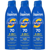 Coppertone Sport Sunscreen Spray Spf 70  Water Resistant Sunscreen  Broad Spectrum Spf 70 Sunscreen  Bulk Sunscreen Pack  5.5 Oz Spray  Pack Of 3