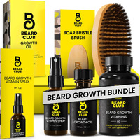 Beard Club Premium Beard Growth Kit - Beard Growth Oil  Beard Growth Vitamins  Beard Growth Vitamin Spray & Beard Brush - Gift Set