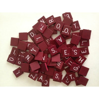 Maroon Wood Scrabble Tiles Set 100 Tiles ~ Game Replacement  Scrapbooking  Crafts  Messages  Etc.