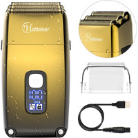Hatteker Foil Head Shaver Triple Blades Shaver Electric Shaver Razor For Men Close Bald Head Barber Shaver Trimmer Waterproof Wet & Dry  Cordless  Gold