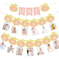Pumpkin First Birthday Girl 12 Month Photo Banner For First Birthday Our Little Pumpkin Is Turning One Decorations Pumpkin Birthday Decorations Girl